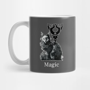 Magic Black Cat - White Outline Version - Magic Quote Mug